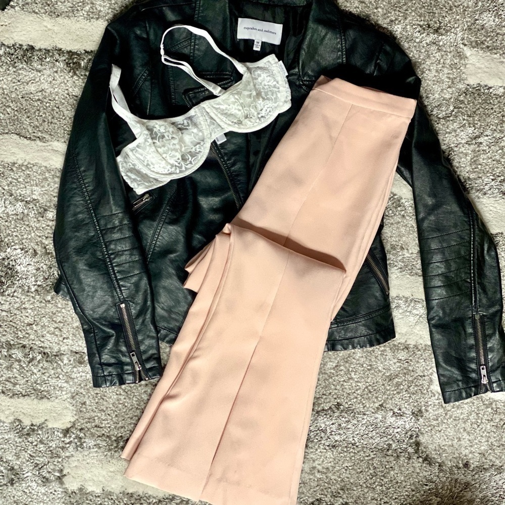 Keepsake the Label powder pink cropped wide leg pants with slit size S